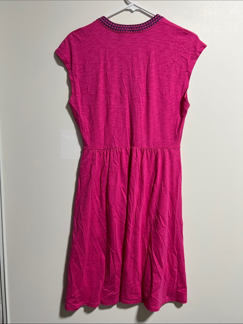 Boden May Jersey Short Dress pink & embroidered blue - Picture 7 of 8